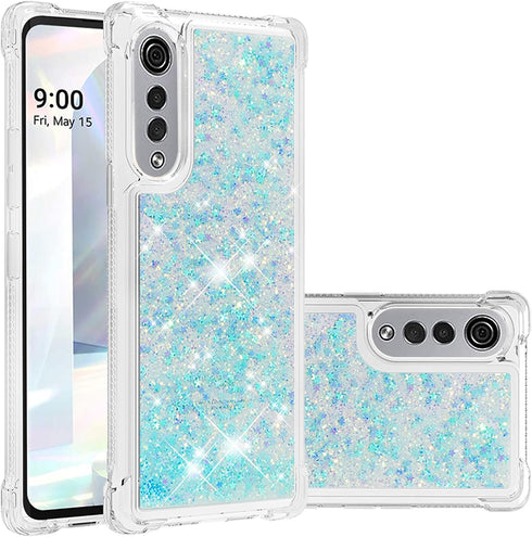Compatible with LG Velvet Case, Glitter Case Bling Sparkle Liquid for Women Girls Luxury Flowing Quicksand Clear Phone Case Cover for LG Velvet Bl...