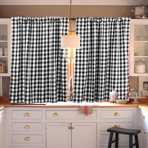 Buffalo Check Curtains Buffalo Plaid Curtains Blackout Curtains Farmhouse Country Curtains for Living Room, 36x36inch, 2 Pack (Black White)...