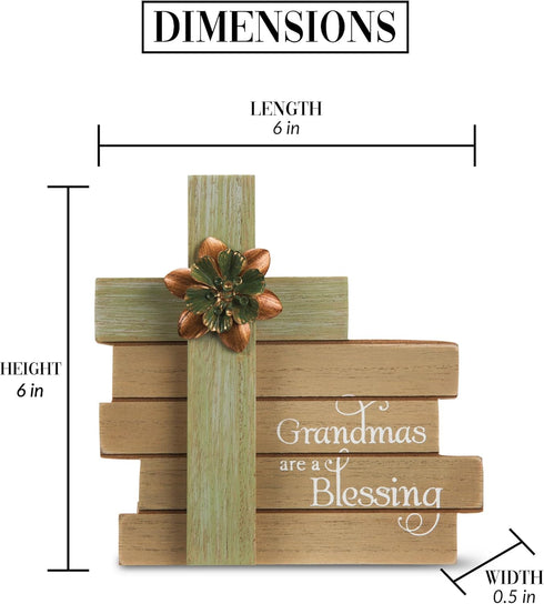 Pavilion Gift Company Simple Spirits - Grandmas are A Blessing Cross Plaque 6 Inch, Solid, Green...