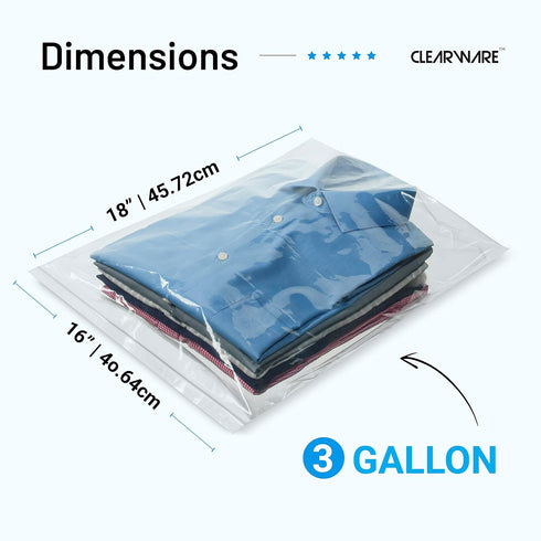 12 Large Plastic Bags With Zipper Top - 3 Gallon Bags 16" x 18", Extra Large Storage Bags for Clothes, Travel, Moving, Large Reusable freezer bags...