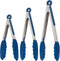 Silicone Kitchen Tongs with Silicone Tips, Set of 3 Heat Resistant Tongs for Serving Food, 7-Inch, 9-Inch, 12-Inch Locking Silicone Tongs for Cook...