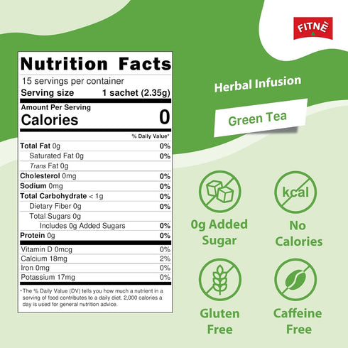 FITNE Green Tea Herbal Honey Lemon With Garcinia Senna Infusion Gentle Detox Cleanse High Antioxidant No Calories Stevia Sweetener, 15 Tea Bags...