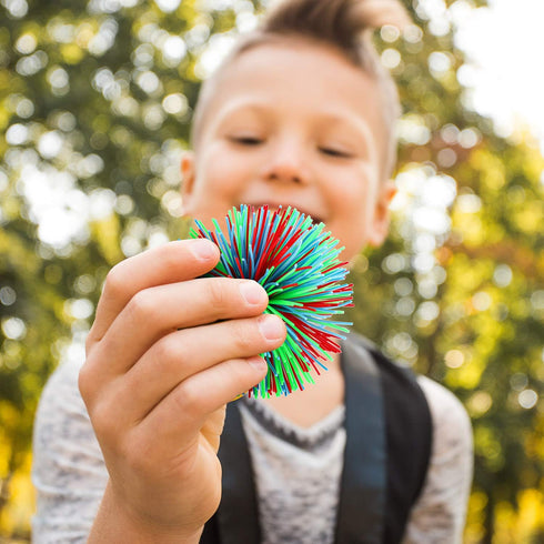 5 Pieces Monkey Stringy Balls Sensory Fidget Stringy Balls Soft Rainbow Pom Bouncy Stress Balls with Storage Bag, Multicolor (2.75 Inch 5 Pieces)...