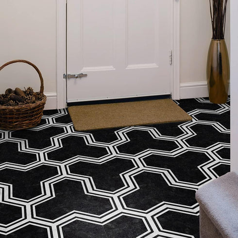 10 Pcs Self-Adhesive Hexagonal Matte Frosted Vinyl Floor Wall Tiles Sticker for Home Decor, Peel and Stick Stone Effect Foaming Flooring Tiles, 20...