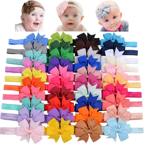 WillingTee Hairband, Baby Girls Headbands 3Inch 40 Colors Grosgrain Ribbon Hair Bows Choice for Baby Girls Infants Toddler Kids Teens and Children...