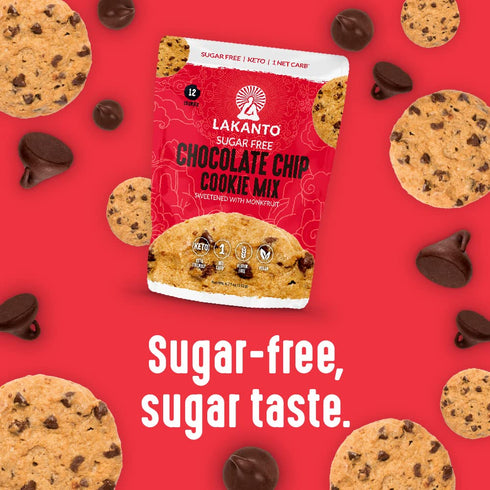 Lakanto Sugar Free Chocolate Chip Cookie Mix - Sweetened with Monk Fruit Sweetener, Gluten Free, Keto Diet Friendly, Vegan, 2g Net Carb, Almond Fl...