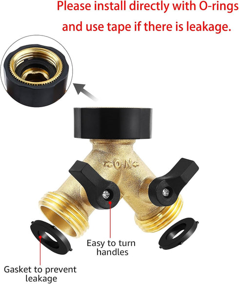 Heavy Duty Garden Faucet Splitter Hose Splitter with Shut-Off Valves Garden Hose Splitter Y Splitter Connect Faucet for Outdoor Garden Irrigation ...