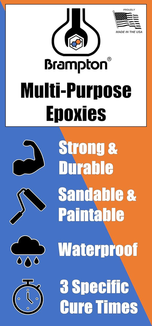 Brampton Multi-Purpose Epoxy - Epoxy Glue Kit for Metal, Wood, Tile, Most Plastics & More - Sets in 30 Minutes - Strong, Durable, Waterproof, Sand...