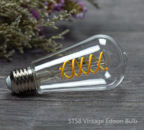 BORT Dimmable LED Edison Bulbs, 6W Equivalent to 60W Vintage Light Bulbs, E26 2700K ST58/ST19 LED Bulbs, Antique Flexible Spiral LED Filament Ligh...