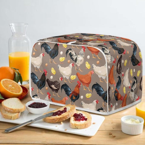 Brown Chicken Rooster Print 2 Slice Toaster Cover Kitchen Small Appliance Covers Universal Size Microwave Oven Dustproof Cover Women...