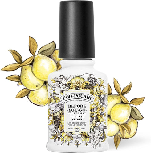 Poo-Pourri Before-you-Go Toilet Spray Bundle, Original Citrus 2 Fl Oz and Original Citrus 1 Fl Oz Pocket Travel Size - Lemon, Bergamot and Lemongr...
