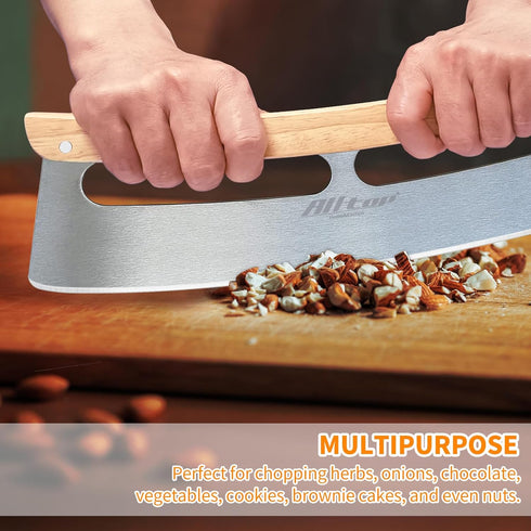 ALLTOP Pizza Cutter Rocker - High Performance Stainless Steel Slicer Blade with One-Piece Wooden Handle - Efficient and Durable Pizza Accessory - ...