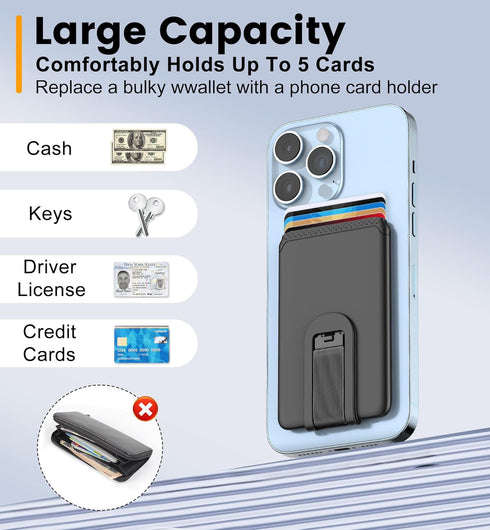 SHANSHUI Phone Card Holder, Ultra Slim Phone Wallet Stand Silicone Sticky Business Credit Card ID Holder for Back of Phone Compatible with iPhone ...