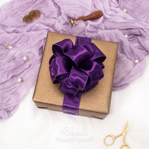 Ribbli Purple Satin Wired Ribbon 1.5 Inch Purple Christmas Ribbon for Gift Wrapping Wreaths Garland Tree Decoration Crafts Home Decor-Continous 20...