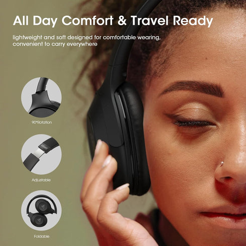 DOQAUS Bluetooth Headphones Over Ear Wireless Headphones, 70H Playtime and 3EQ Modes Wireless Headphones with Mic, HiFi Stereo Sound, Deep Bass, M...