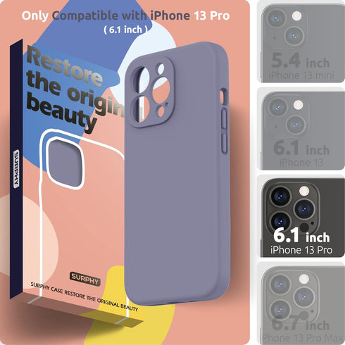 SURPHY Compatible with iPhone 13 Pro Case with Screen Protector, (Camera Protection & Soft Microfiber Lining) Liquid Silicone Phone Case 6.1 inch ...