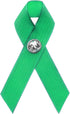50 Pack Green Satin Awareness Ribbons with Clutch Pins (3.5 in)...