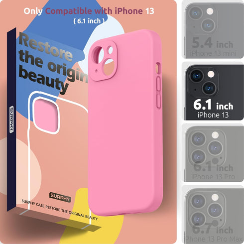 SURPHY Compatible with iPhone 13 Case with Screen Protector, (Camera Protection + Soft Microfiber Lining) Liquid Silicone Phone Case 6.1 inch 2021...