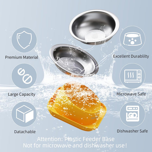 Tilted Cat Food Bowls, Cat Feeding Bowls Whisker Friendly, Raised Cat Bowls for Indoor Cats, Slanted Flat Plastic Feeder Elevated Angled Design, 3...