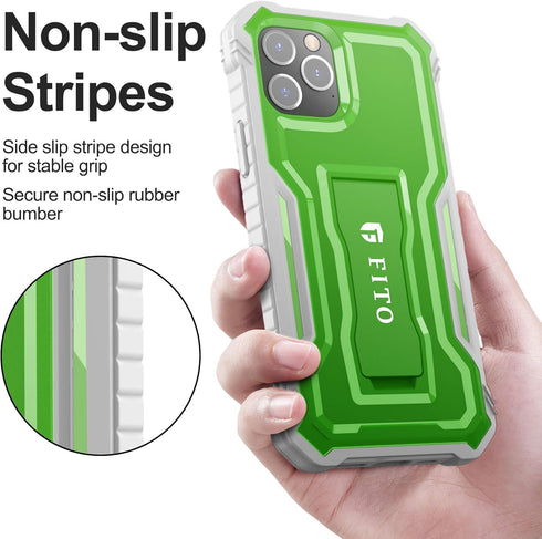 FITO Compatible with iPhone 12 Pro Max Case, Dual Layer Shockproof Heavy Duty Case for iPhone 12 Pro Max with Screen Protector, Built-in Kickstand...