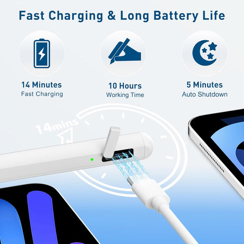 Uogic Stylus Pen with Shortcut Function, Active Pencil for Apple iPad 10th/9th/8th/7th/6th Generation, iPad Pro 11/12.9 inch, iPad Air 5th/4th/3th...