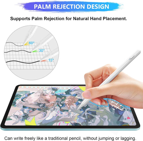 Stylus Pen for iPad 9th&10th Generation, 10Mins Fast Charge for Apple Pencil/iPad Pen, Compatible iPad 10th/9th/8th/7th/6th Generation, iPad Pro 1...