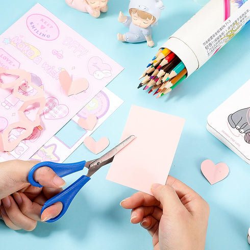 50 Pieces Kids Scissors Bulk, 5 Inch Blunt Tip Scissors Stainless Steel Safety Scissors with Comfort Grip Handles for Kindergarten Primary School ...