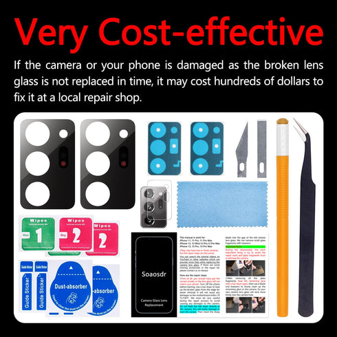 2PCS Soaosdr Original Back Rear Camera Lens Glass Replacement for Galaxy Note 20 Ultra 6.9 inch with Lens Protective Film+pre-Installed Adhesive+R...
