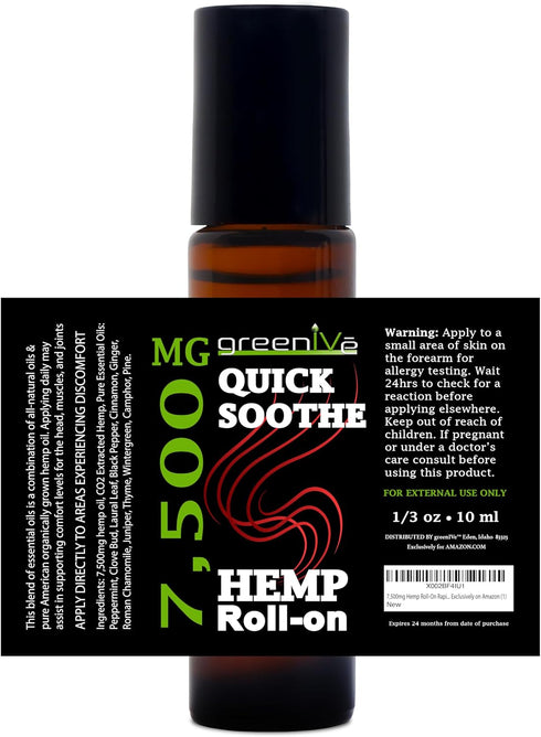 7,500mg Hemp Roll-On Quick Soothe Therapeutic Essential Oil Blend Exclusively on Amazon (1)...