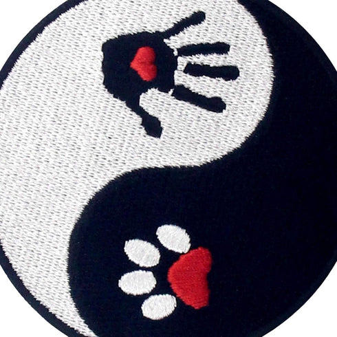 Dog and Human Ying Yang Patch Embroidered Applique Iron On Sew On Emblem...