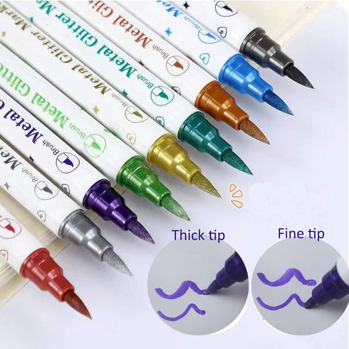 Temporary Tattoo Markers for Skin - Dual-End Tattoo Pens for Body & Face Art with 138 Tattoo Stencil Papers, 10 Pens Make Bold and Fine Lines, Cos...