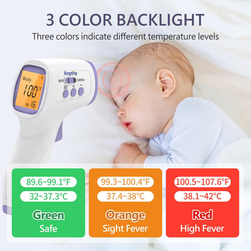 No-Touch Forehead Thermometer for Adults and Kids, Digital Thermometer with Fever Alarm, 3 Backlit and 32 Memories Fast Accurate Results, Easy for...