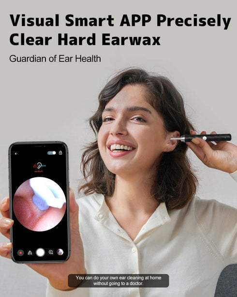 Ear Wax Removal, Ear Cleaner with Camera and Light, Ear Wax Removal Kit with 1296P Otoscope, Ear Cleaning Tool with 6 Ear Spoon, Ear Camera for iP...