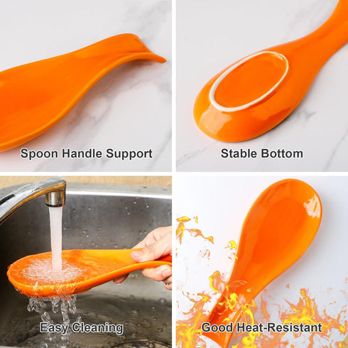 Hasense Spoon Rest for Stove Top, Cooking Spoon Holder for Kitchen Counter, Porcelain Utensil Rest for Spatula, Ladle and Tong, Modern Classic Kit...