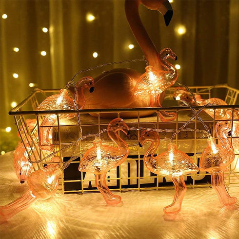 DomeStar 10Ft Pink Flamingo String Lights - LED Battery Operated Fairy Lights, Outdoor Patio Decor for Garden, Poolside, Tropical Hawaiian Luau Pa...