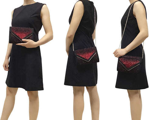 CHARMING TAILOR Envelope Purse Formal Faux Suede Clutch Rhinestone Evening Bag for Women Party Handbag...