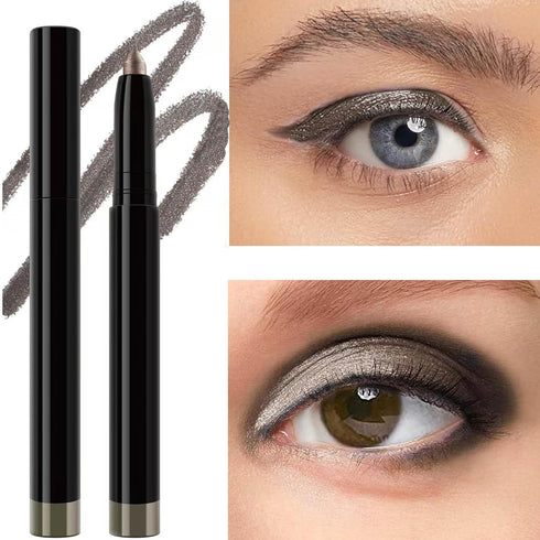 2 in 1 Silver Gray Smokey Grey Eyeshadow stick Eyeliner Pencil Cream Shimmer Smooth Eye Makeup Sharpenable Multi-Use Longwear Eyeliner Pencil Eye ...