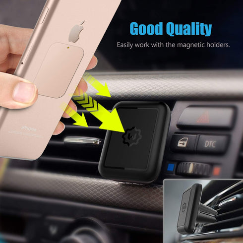 WixGear Mount Metal Plate with Adhesive for Magnetic Cradle-Less Mount -X4 Pack 2 Rectangle and 2 Round (Compatible with Magnetic mounts) (Gold)...