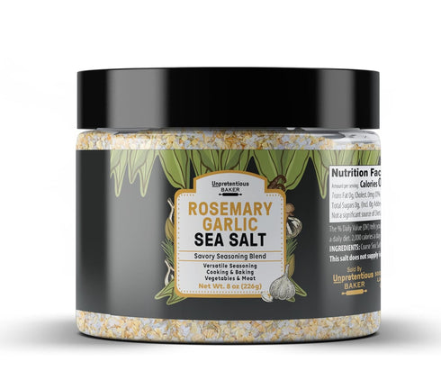 Unpretentious Rosemary Garlic Sea Salt, 8 oz, Versatile Seasoning, Cooking & Baking, Savory Seasoning Blend...