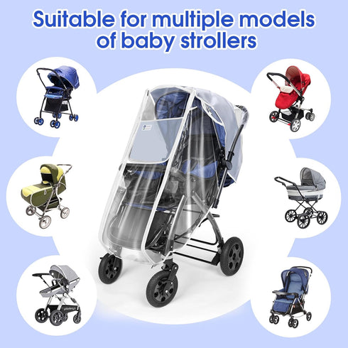 Stroller Rain Cover, Universal Weather Shield for Baby Stroller, Waterproof & Windproof Transparent Stroller Cover for Rain/Sun/Snow/Dust, Baby Ou...