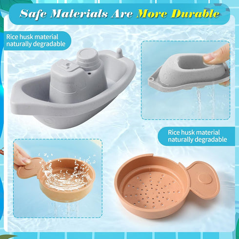 Bath Toys - Floating Boats with Bathing Spoon,Mold Free Baby Bath Toys for Kids Age 1-3,Pool Toys Toddler Age 1-3,Bath Tub Toys for Baby,Bath Toys...