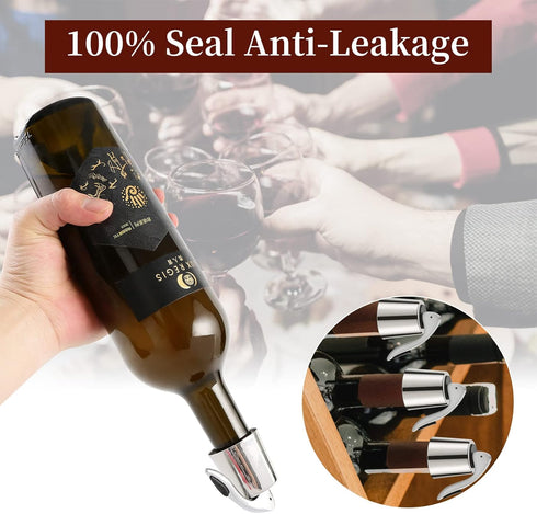 2 PACK Wine Bottle Stoppers,Reusable Wine Stoppers for Wine Bottles,Stainless Steel Wine Bottle Stopper with Silicone,Wine Corks Keep Fresh,Best G...
