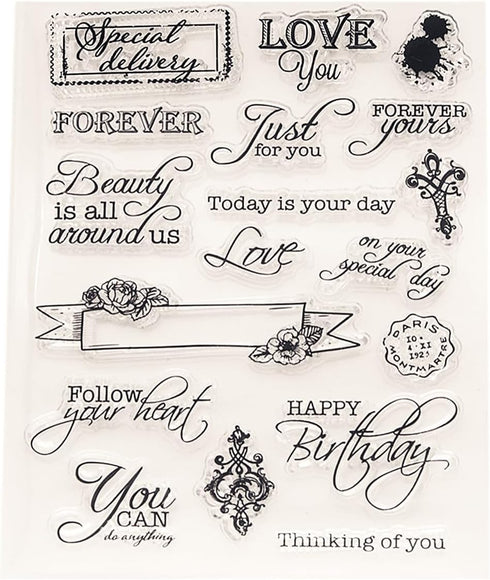 Love Words Clear Stamps for Card Making Blessing Words Transparent Silicone Stamp DIY Scrapbooking Supplies Embossing Paper Card Album...