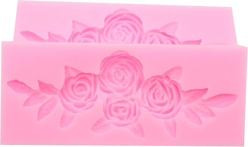 2 Pieces Four Roses Candy Silicone Mold Fondant Chocolate Candy Molds Sugar Craft DIY Cake Molds for Cake Topper Decor Desserts Ice Cube Candy Pud...