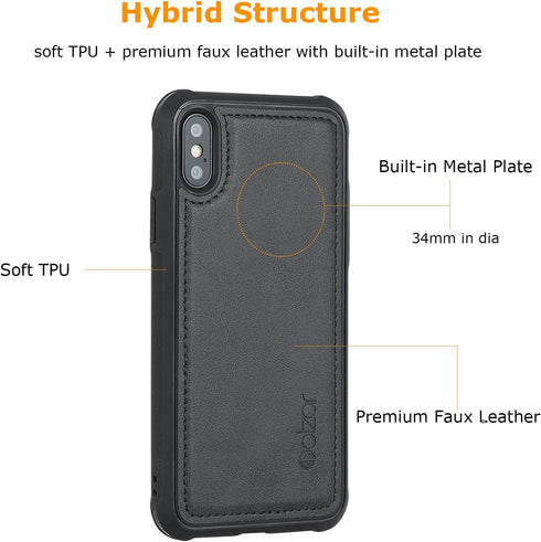 molzar MAG Series for iPhone Xs and iPhone X Case, Built-in Metal Plate for Magnetic Mount, Works with Qi-Certified Chargers, Compatible with iPho...