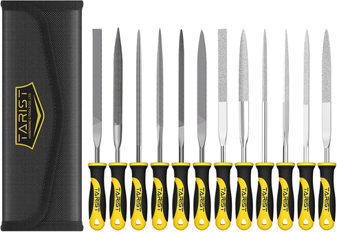 12PCS Needle File Set with Tool Bag, Small File Set includes 6pcs Jewlers Files & 6 Steel Files for Metal, Jewlers, Wood, Leather and Plastic...