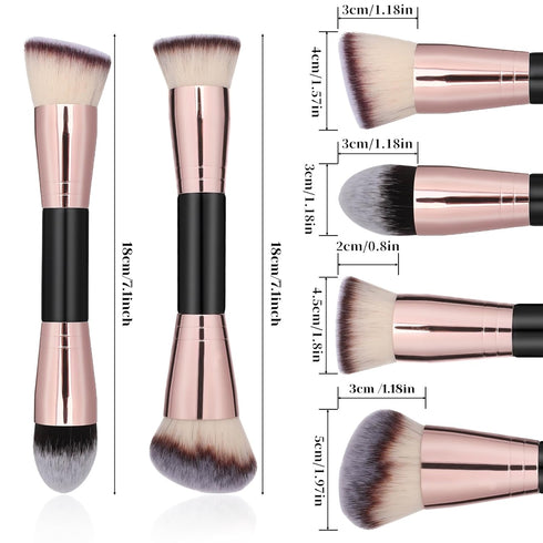 2Pcs Double Ended Foundation Brush Multifunction Makeup Brushes Large Foundation Brush for Liquid Makeup Blending Liquid Concealer Cream Cosmetics...