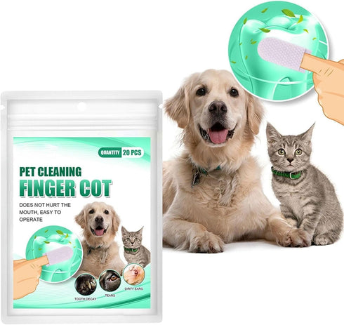 20Pcs White Teeth Cleaning Finger Wipes,Dog Eye WipesCleaning Wipes for Pet Teeth and Dog Tooth Brushing for Cleaning Teeth Ears and Eyes Suitable...
