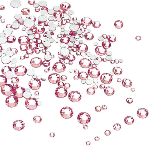 LolliBeads Resin Crystal Round Nail Art Mixed Flat Backs Acrylic Rhinestones Gems,Mix Size 1.5-5 mm, Color Light Pink (1200Pcs)...