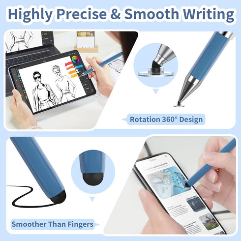 2-in-1 Stylus, Stylus Pen for Touchscreen, 3 PCS Stylus Pen for iPad, High Sensitivity & Precision Suitable for All Touch Screens of iPhone/ipad/A...